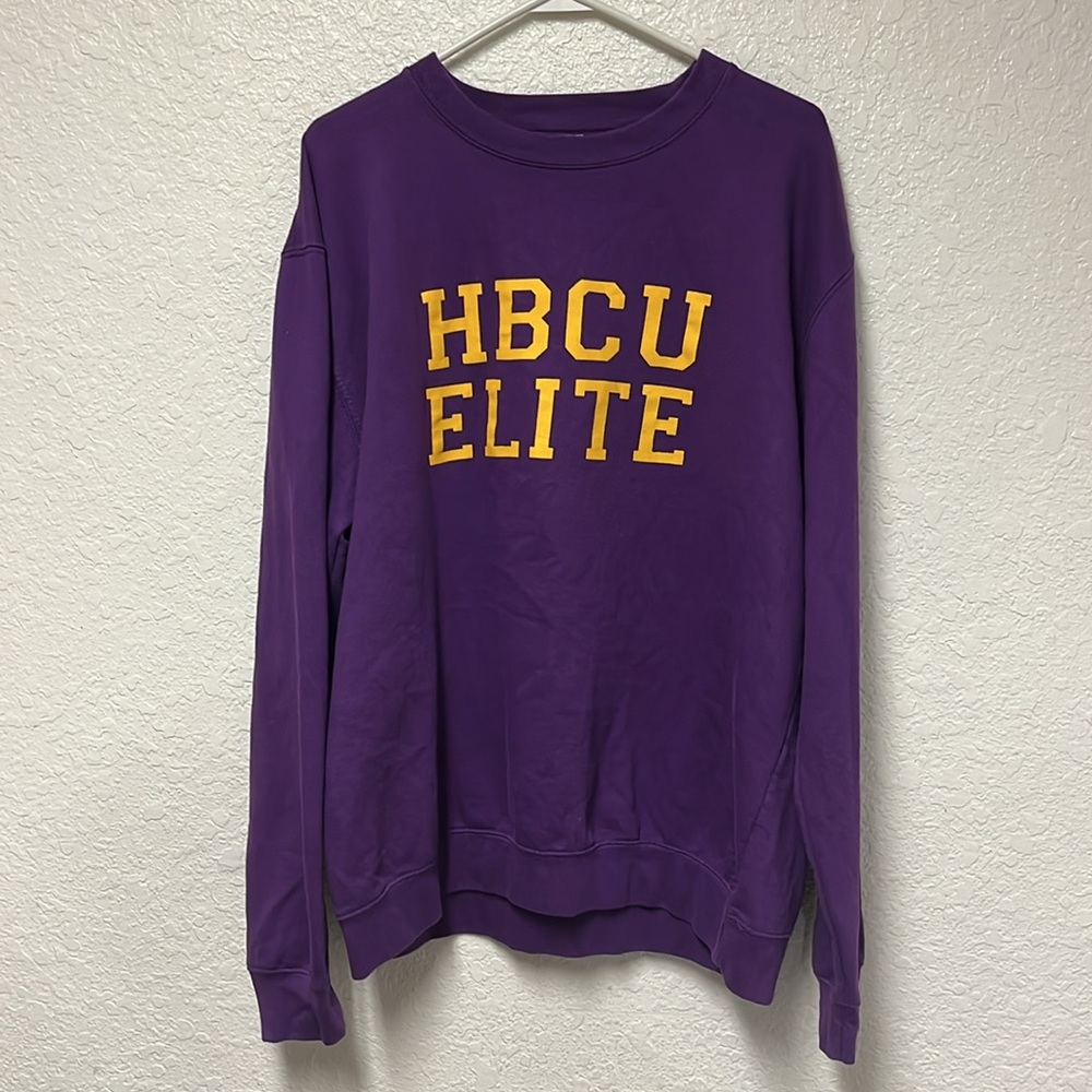 HBCU ELITE Purple w Yellow font Crewneck Sweatshirt Size XL - Picture 5 of 12